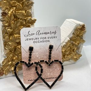 Blue Rhinestone Heart Shaped Earrings